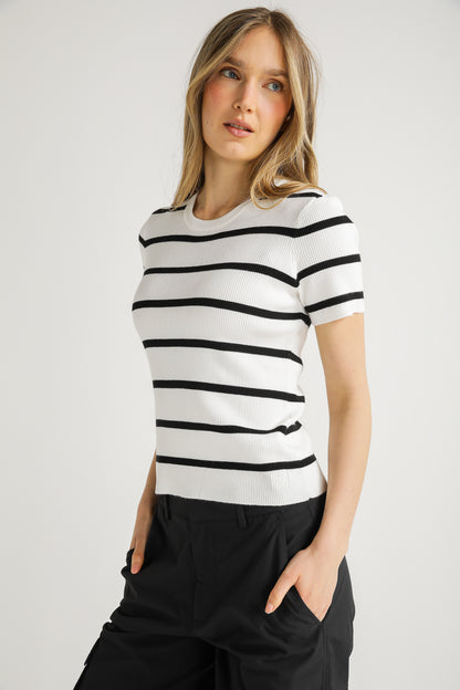 Striped Rib Knit Tee