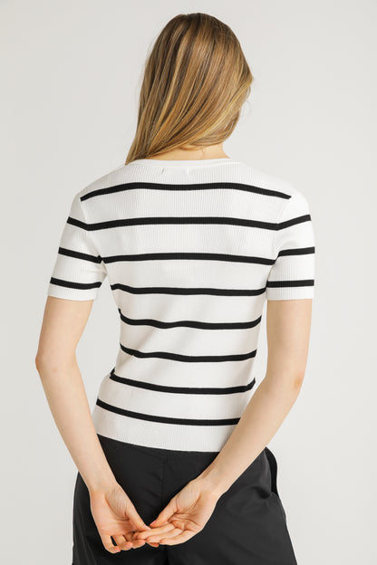 Striped Rib Knit Tee
