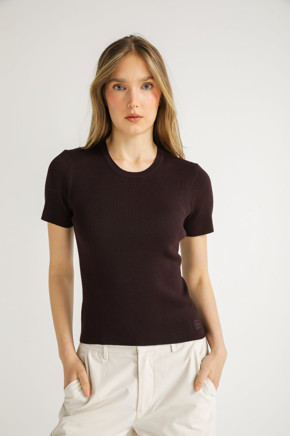Rib Knit T Shirt