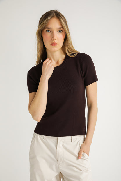 Rib Knit T Shirt