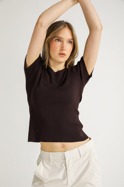 Rib Knit T Shirt