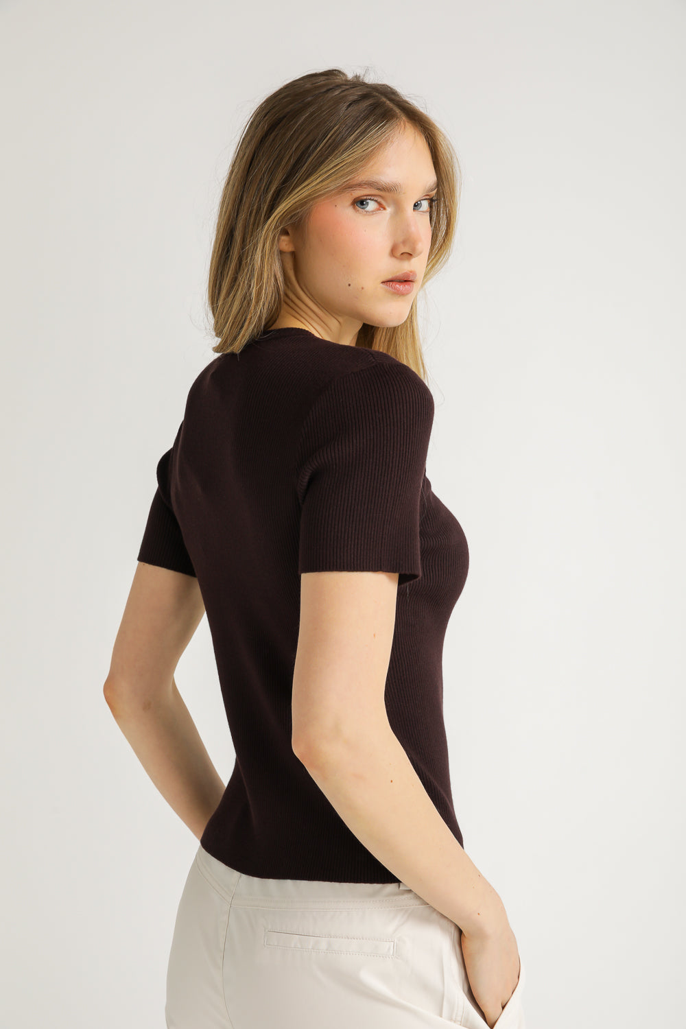Rib Knit T Shirt