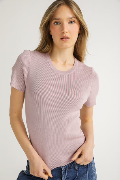 Rib Knit T Shirt