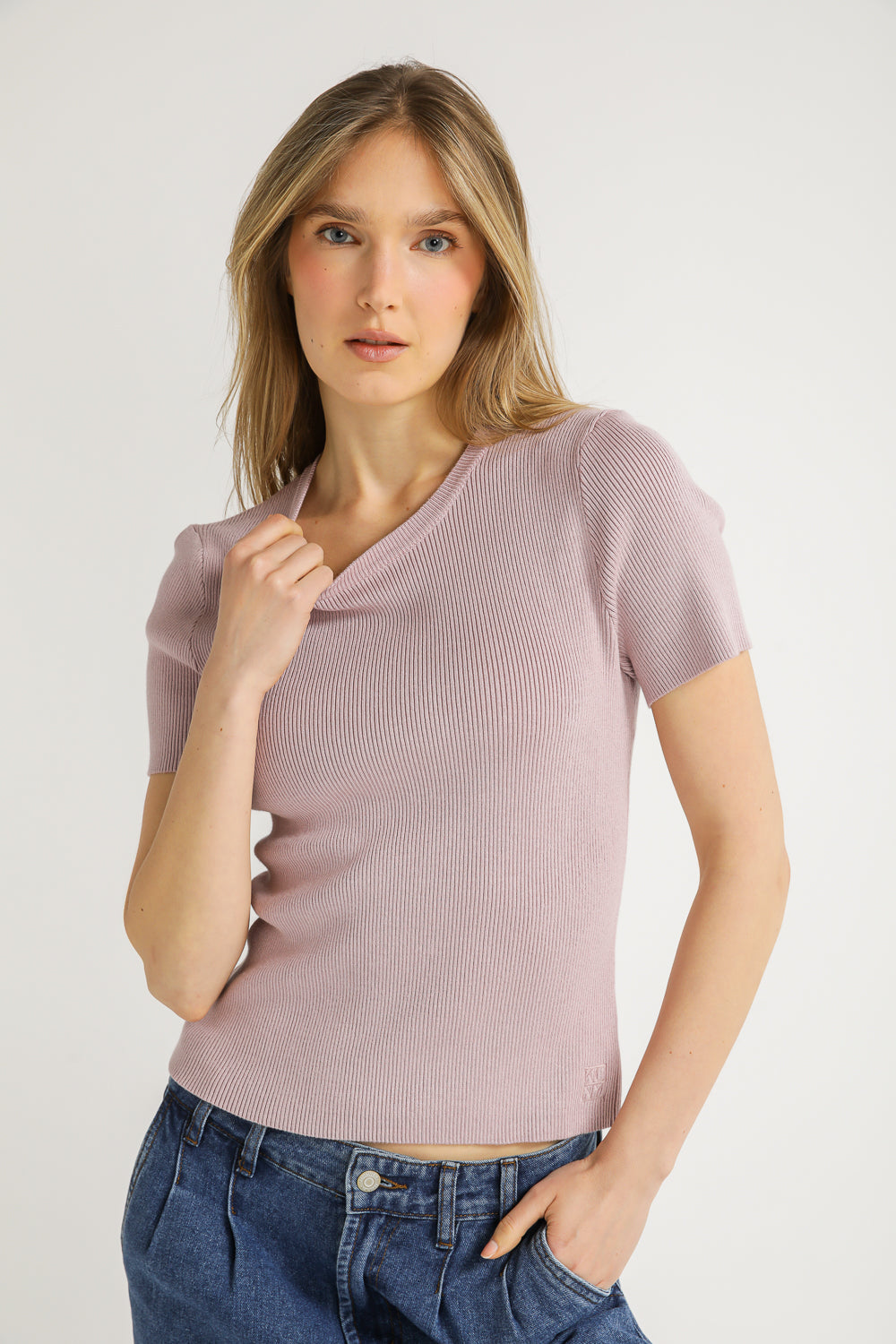 Rib Knit T Shirt