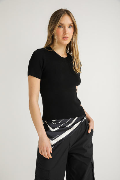 Rib Knit T Shirt