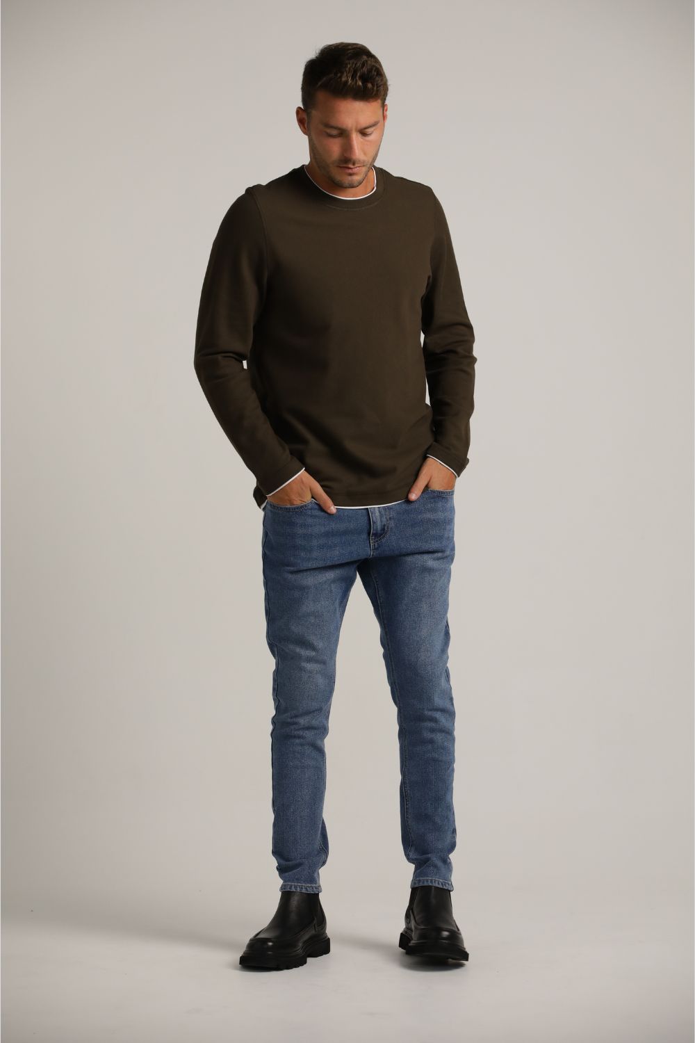 Long-Sleeve T-Shirt Layered Style Cotton