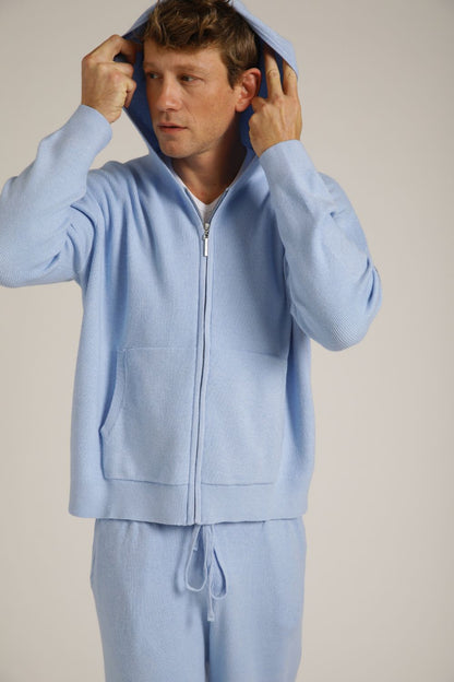 Knitted Rib Zipped Hoodie