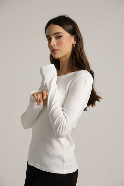 Long-Sleeve Cotton T-Shirt With Thumbholes