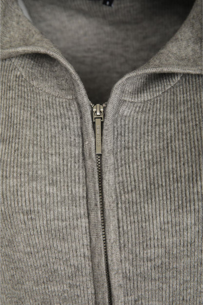 Knitted Rib Zipped Hoodie