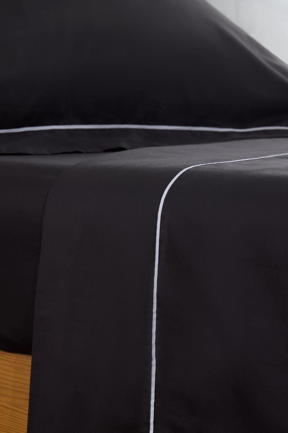 Black Sateen Duvet Cover with Signature Embroidery