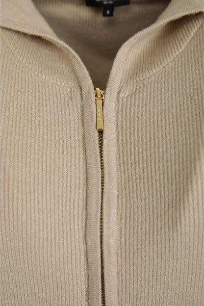 Knitted Rib Zipped Hoodie