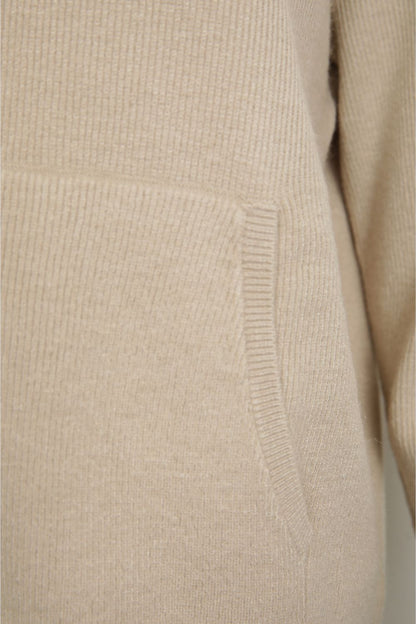 Knitted Rib Zipped Hoodie