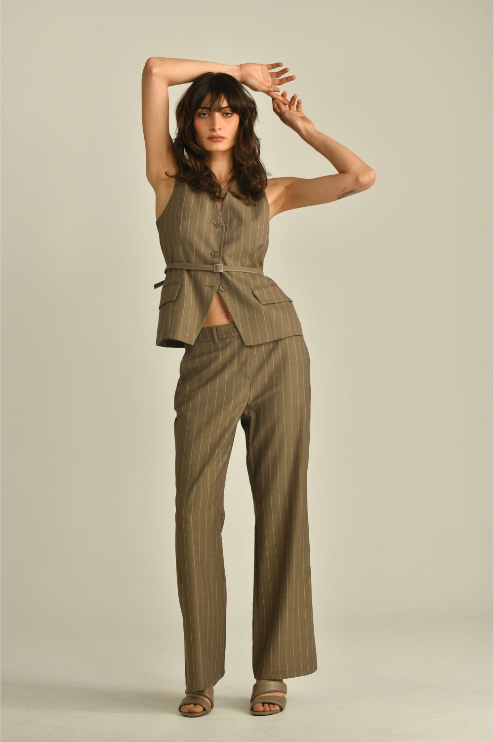 Stripped Belted Vest
