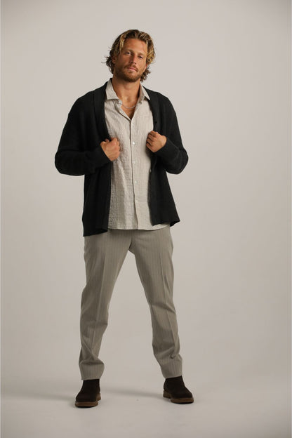 Rib-Knit Fit Cardigan In Cotton