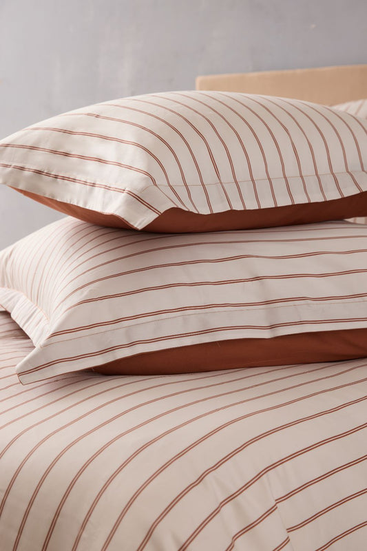 Striped Cotton Sateen Duvet Cover