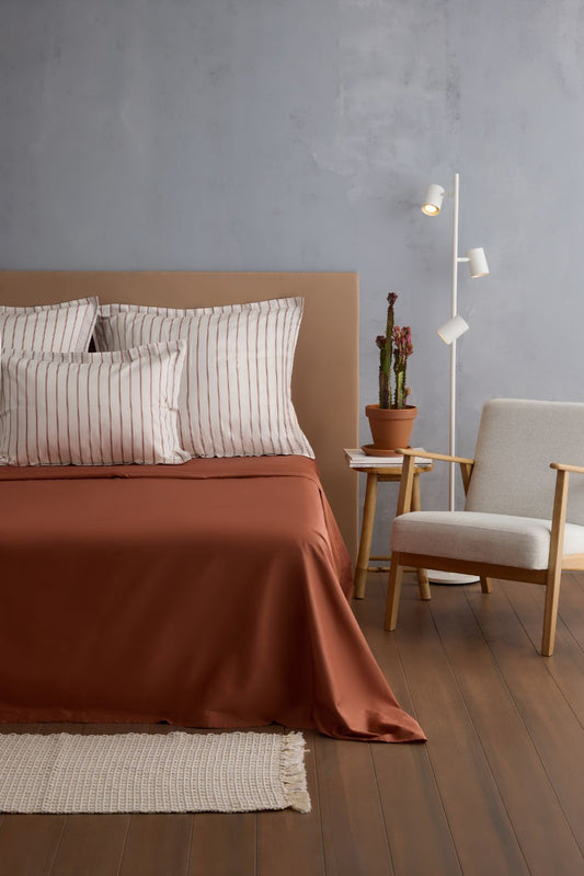 Striped Cotton Sateen Flat Sheet