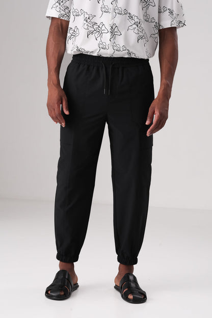 Cargo Pants With Elastic Cuffs In Polyester