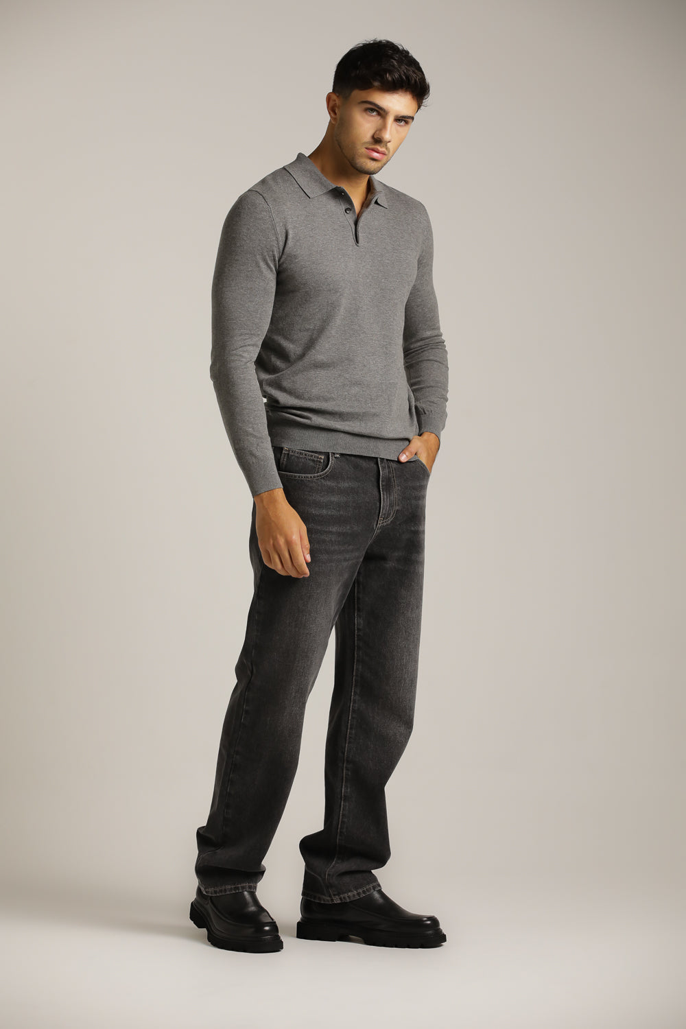 Fine-Knit Polo Shirt
