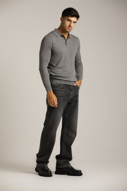 Fine-Knit Polo Shirt