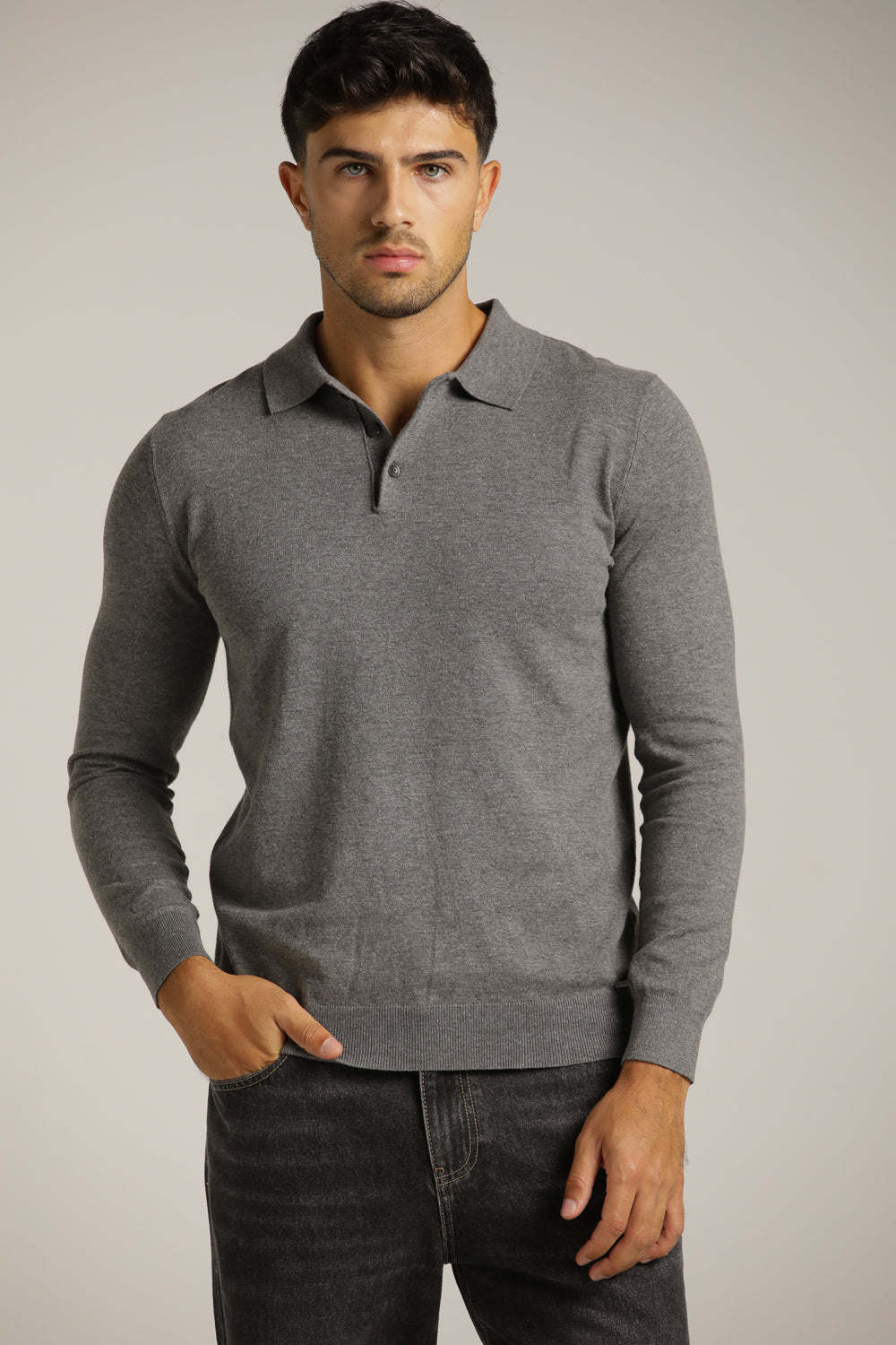 Fine-Knit Polo Shirt