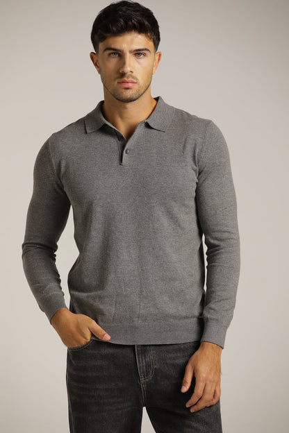 Fine-Knit Polo Shirt