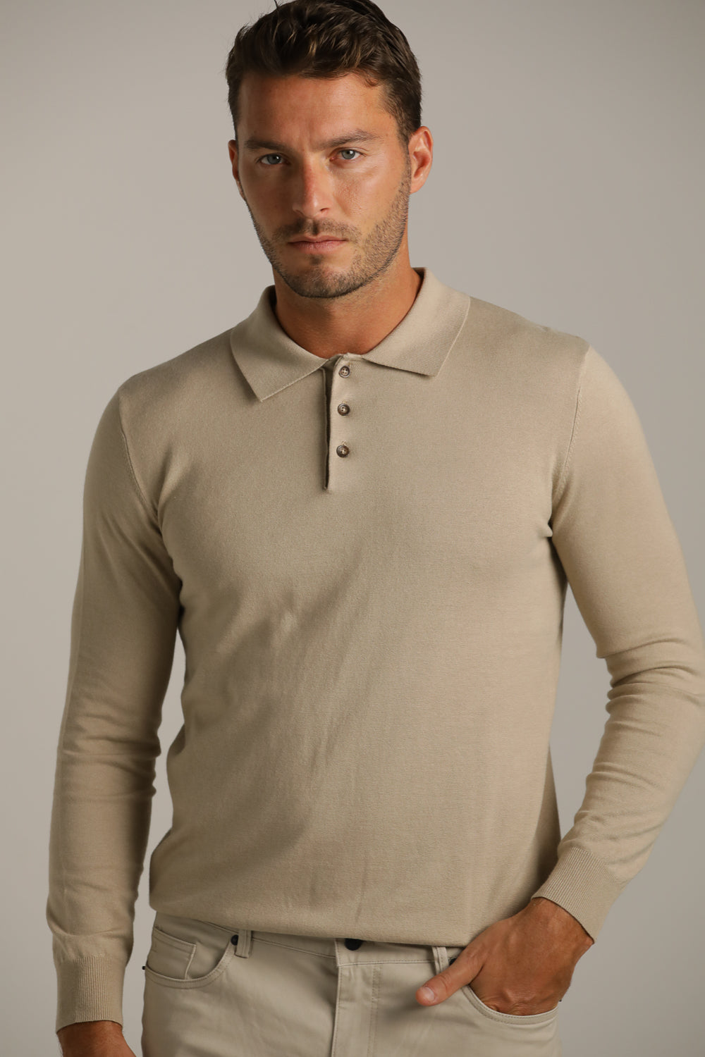 Fine-Knit Polo Shirt