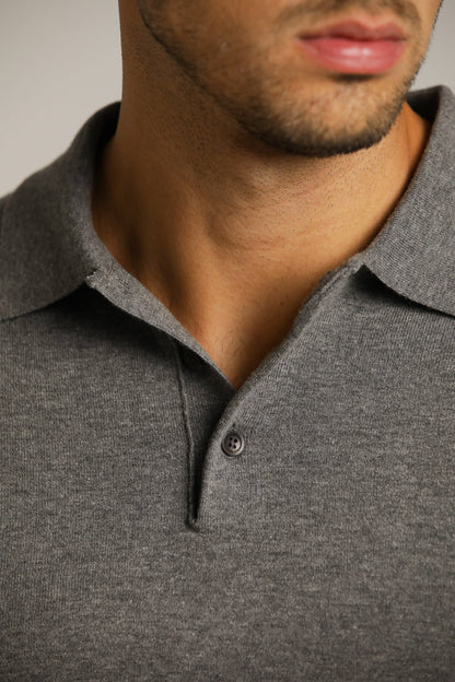 Fine-Knit Polo Shirt
