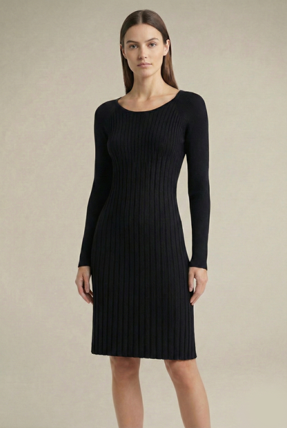 Fitted Pleated Knit Dress