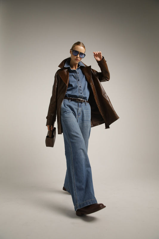 Snakeskin Faux Leather Trench