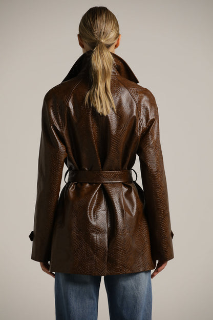 Snakeskin Faux Leather Trench