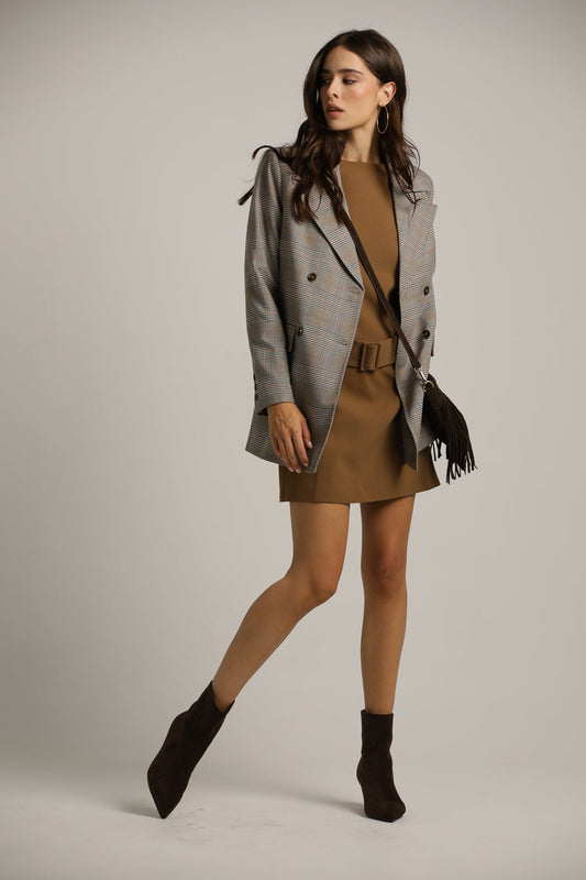 Tailored Belted Mini Dress