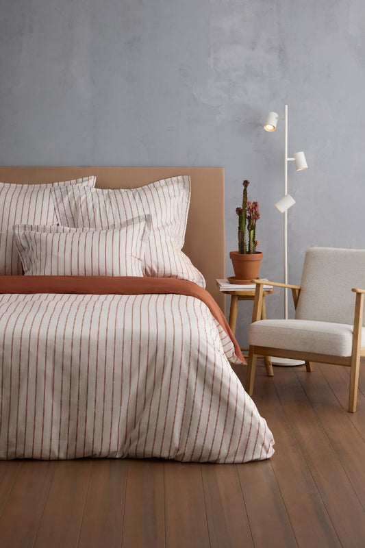 Striped Cotton Sateen Flat Sheet