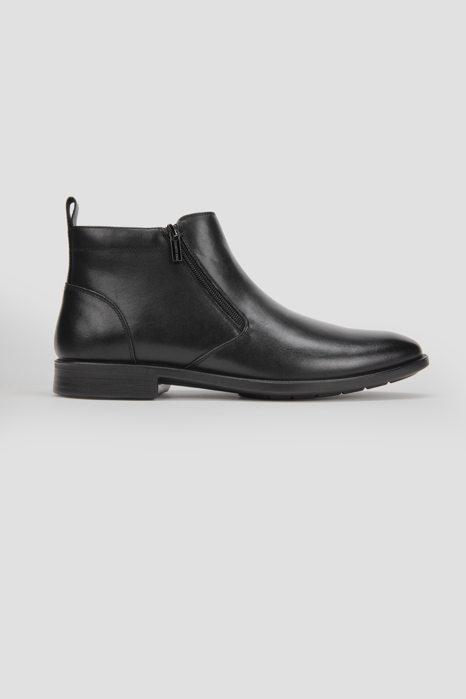 Leather Double Zip Ankle Boots