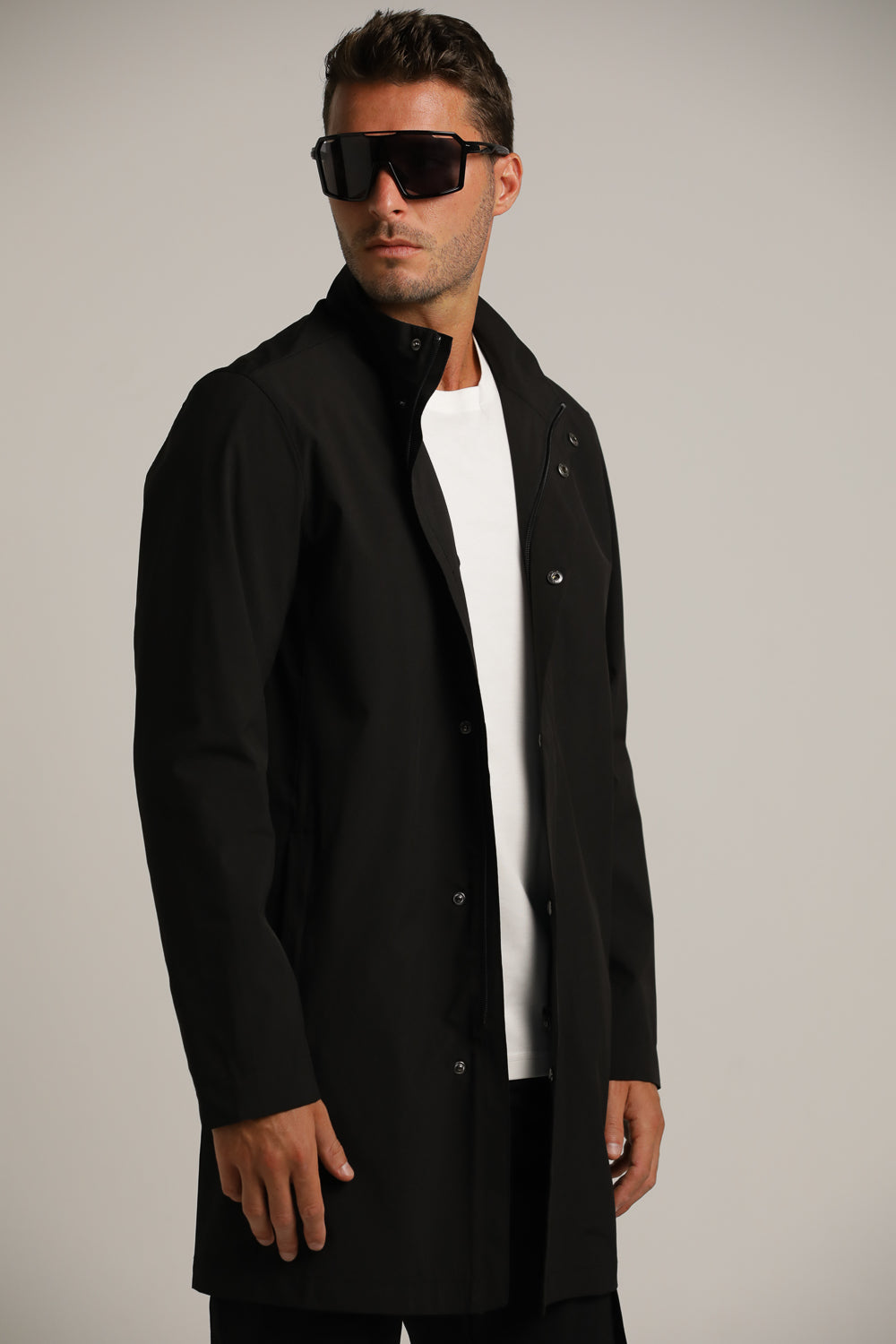 Sporty Long Trench Coat In Polyester