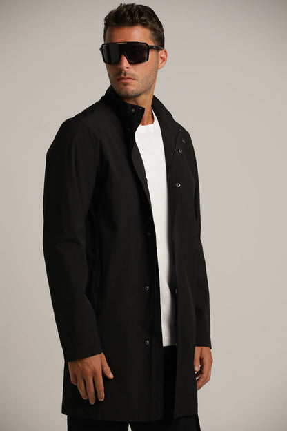 Sporty Long Trench Coat In Polyester