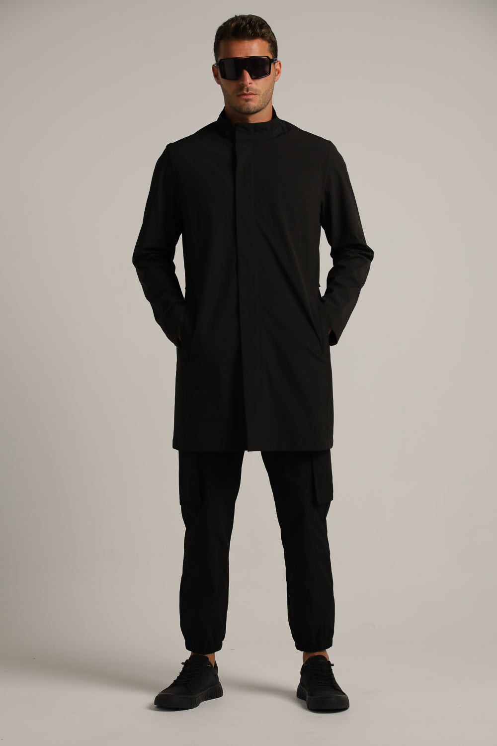 Sporty Long Trench Coat In Polyester
