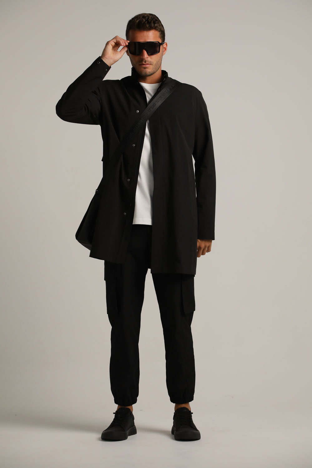 Sporty Long Trench Coat In Polyester