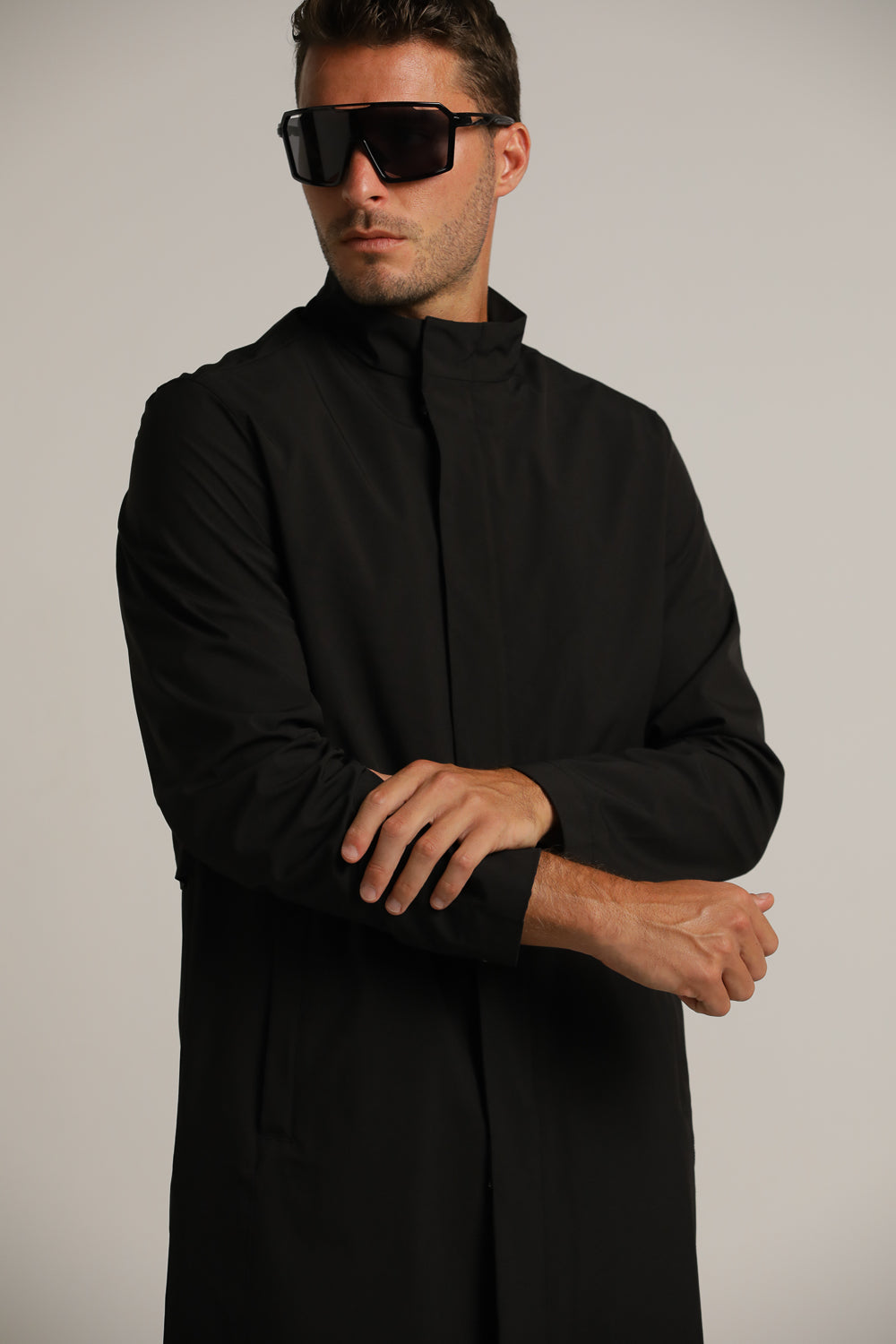 Sporty Long Trench Coat In Polyester