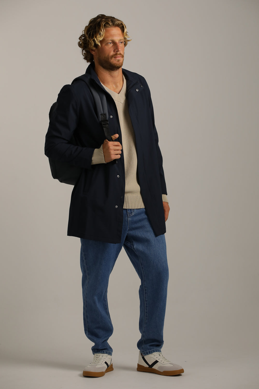 Sporty Long Trench Coat In Polyester