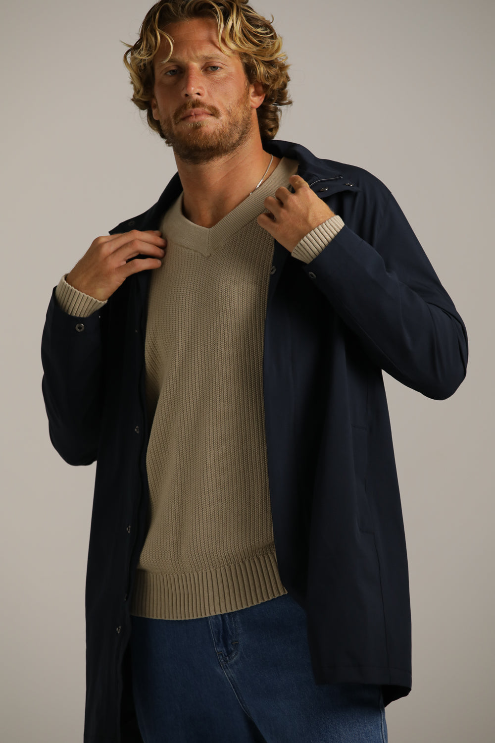 Sporty Long Trench Coat In Polyester