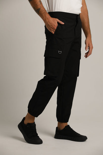 Slim Cargo Pants With Elastic Hem