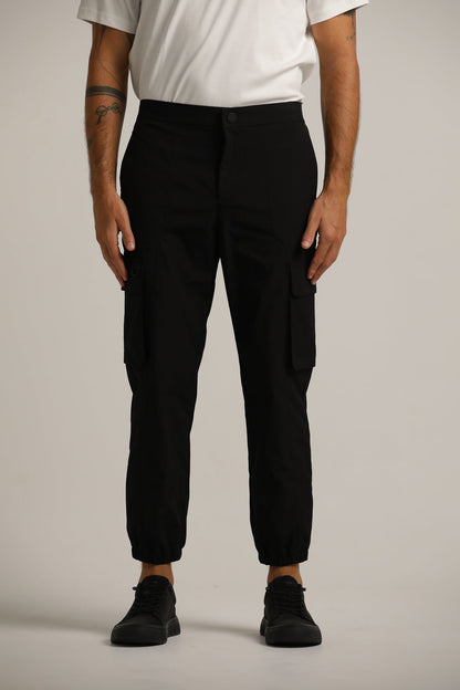 Slim Cargo Pants With Elastic Hem
