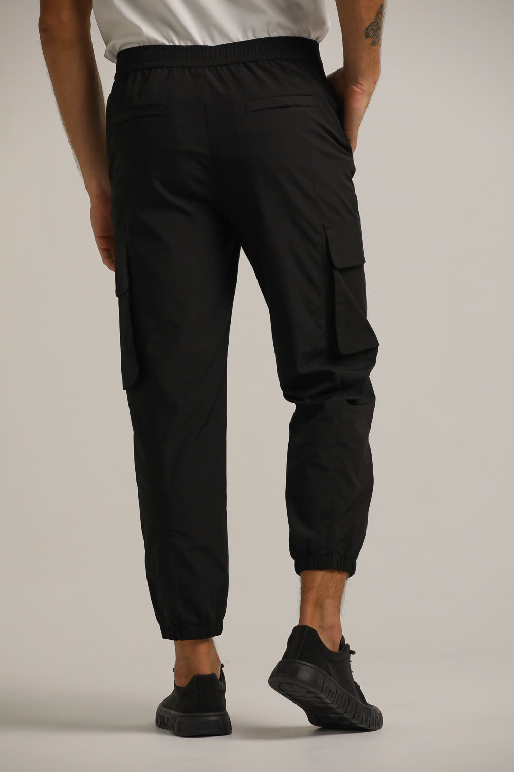 Slim Cargo Pants With Elastic Hem
