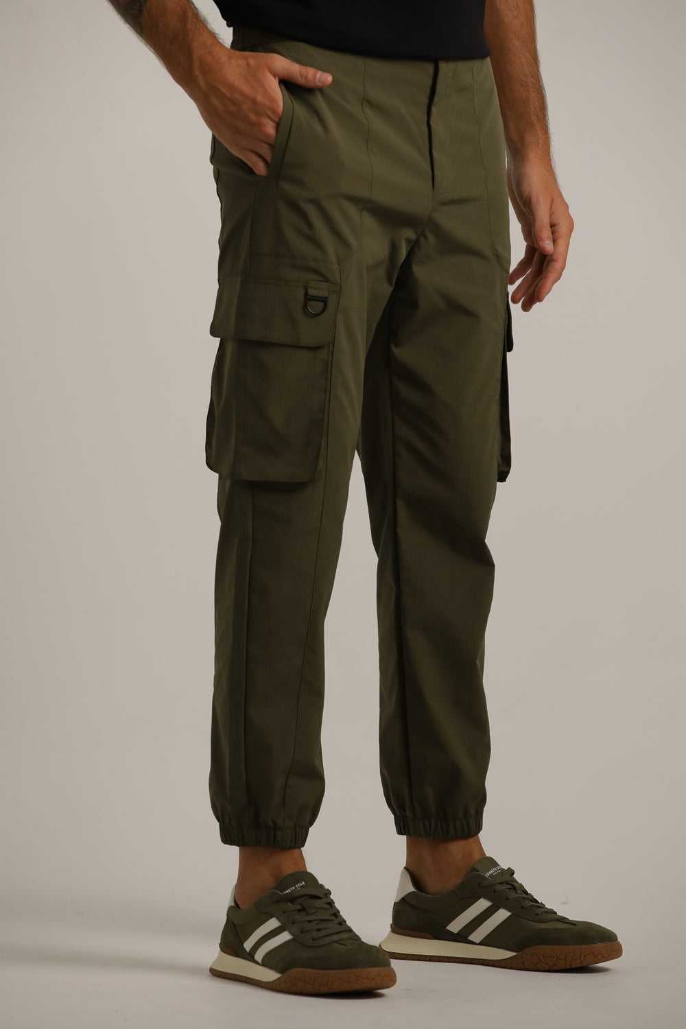 Slim Cargo Pants With Elastic Hem