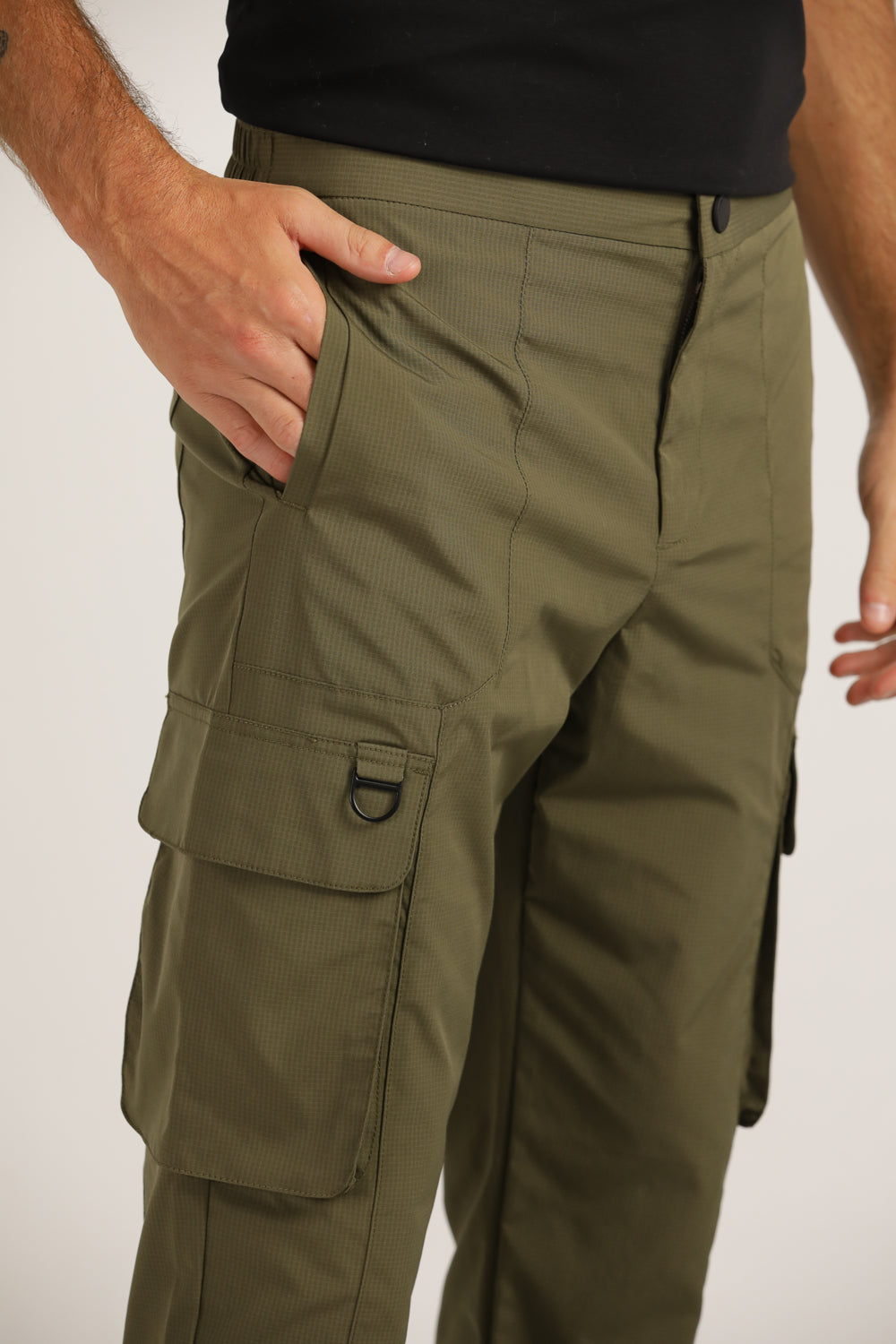 Slim Cargo Pants With Elastic Hem