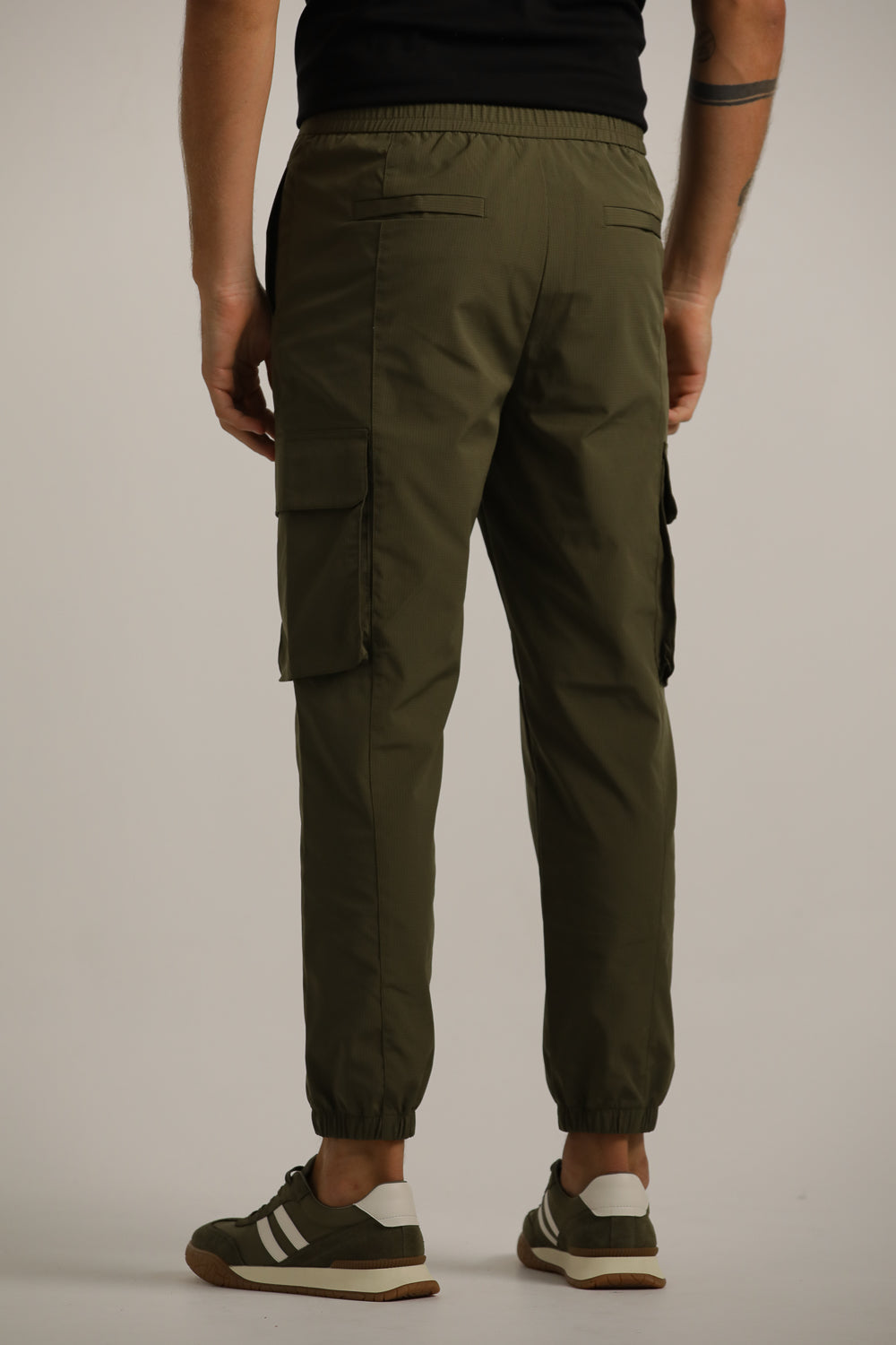 Slim Cargo Pants With Elastic Hem