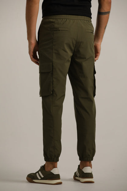 Slim Cargo Pants With Elastic Hem