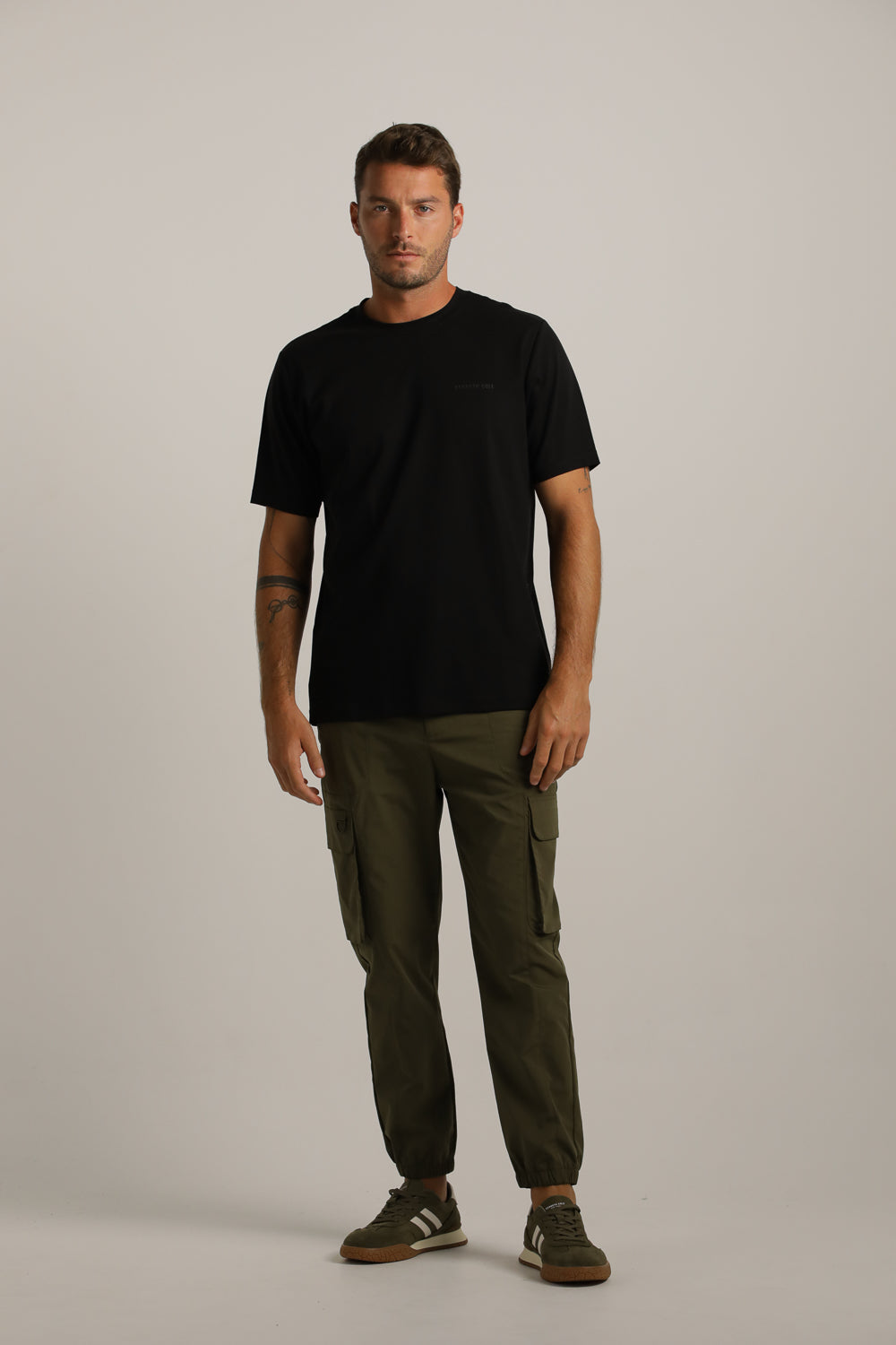 Slim Cargo Pants With Elastic Hem