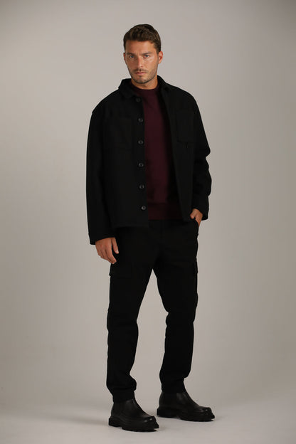 Straight Loose-Fit Overshirt With Button Closure