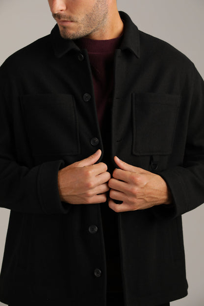 Straight Loose-Fit Overshirt With Button Closure